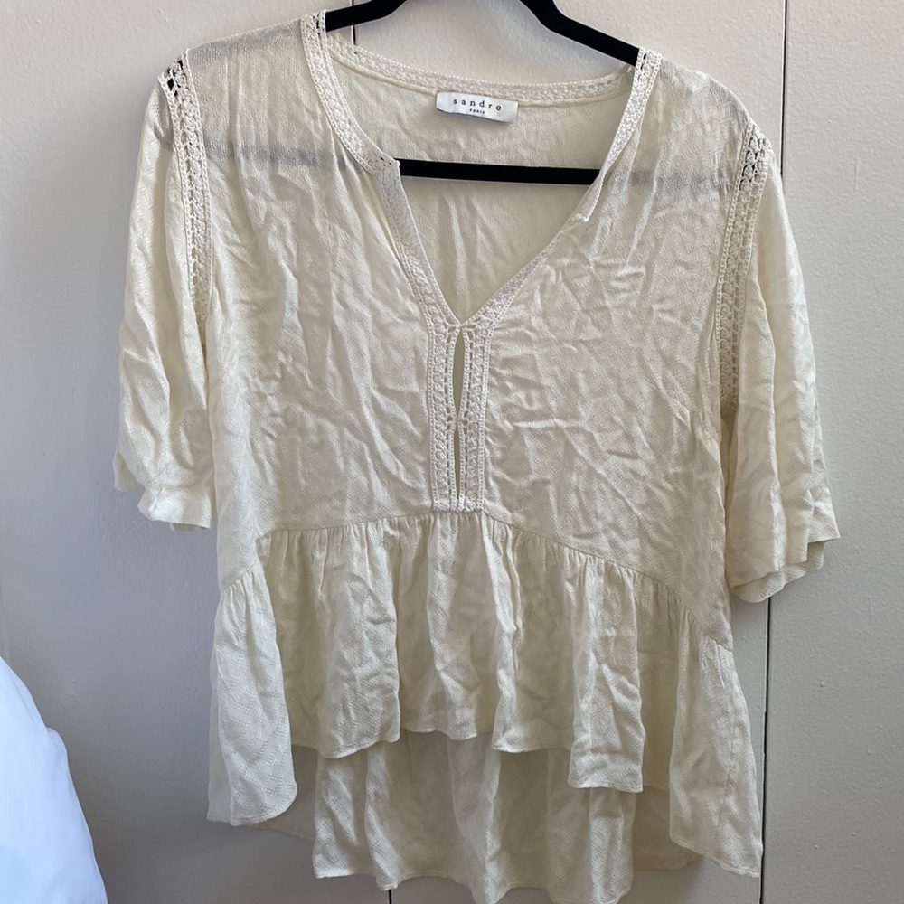 Sandro Paris white flowy blouse